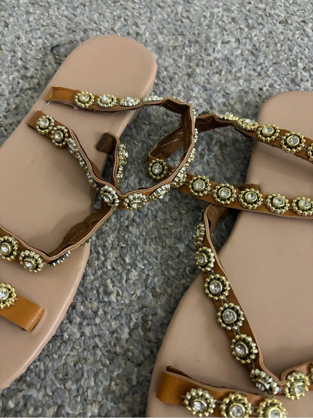 None tan strappy